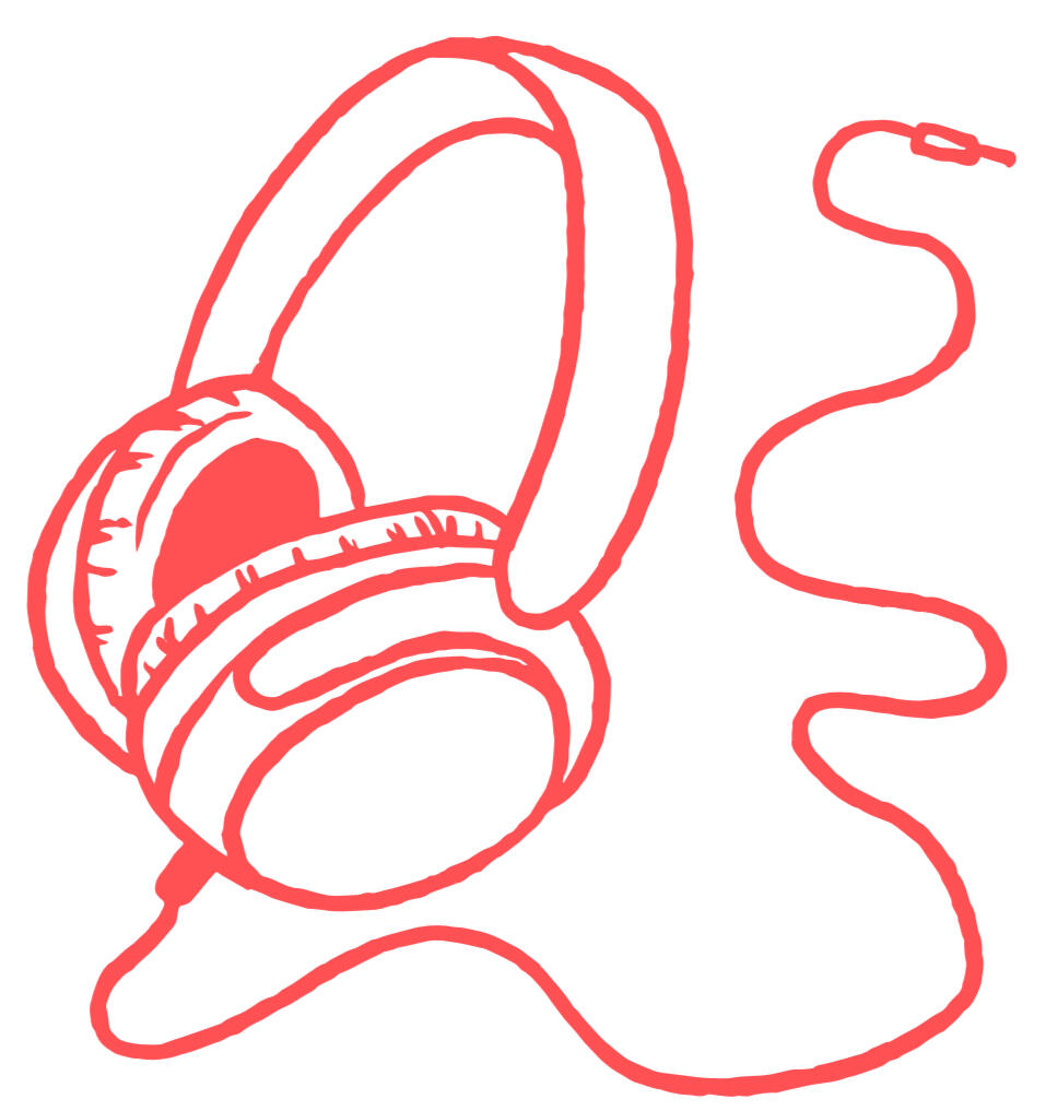 drawing of over the ear headphones
