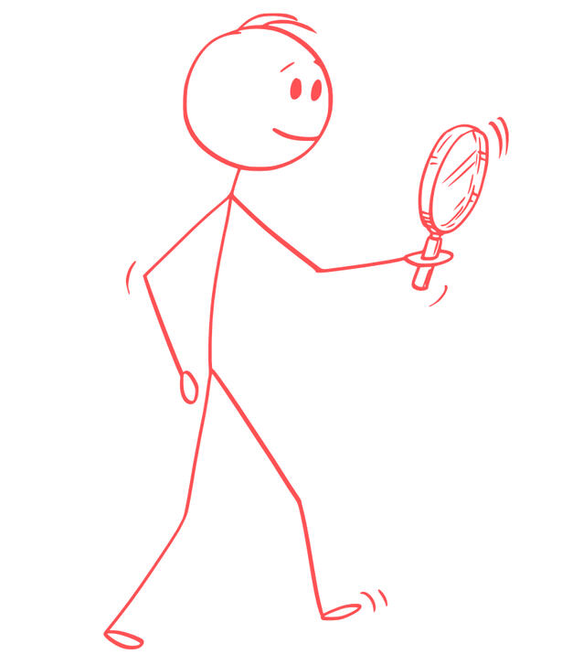 stick figure holding a magnifying glass